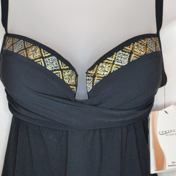 Coco Reef Tankini Top 8/32C Contours Gemma Black Coastal Edge Aztec New - Picture 2 of 10